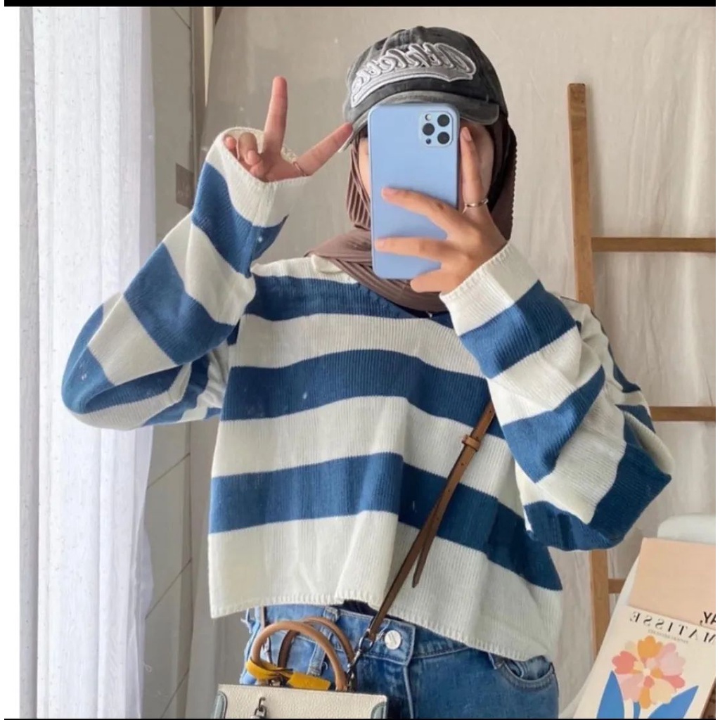 vaza_store Bella Outlet - Fuji Crop Top Rajut / Blouse Rajut Fuji / Sweater Rajut Fuji Crop Top wani