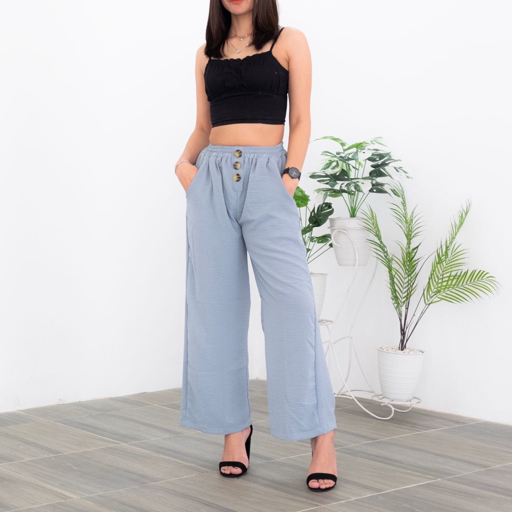 Celana Kulot Highwaist Kancing Zameela Collection [NEW] Celana Wanita kekinian Loose Pants Premium