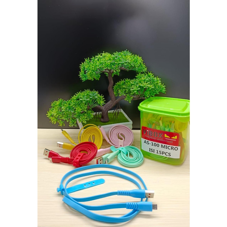 1toples 15pcs Kabel Data vibox 2.4A Kabel Charger Micro dan type-c 2.4A Fast Charging