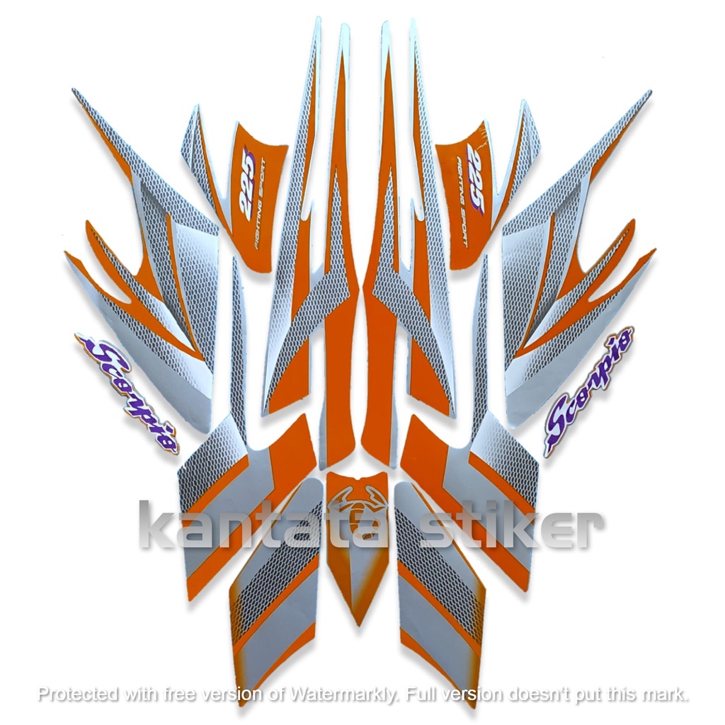 STIKER STRIPING LIS LES BODY MOTOR SCORPIO Z 225 2004 ORANGE STRIPING SCORPIO 2004 STANDAR FULL SET