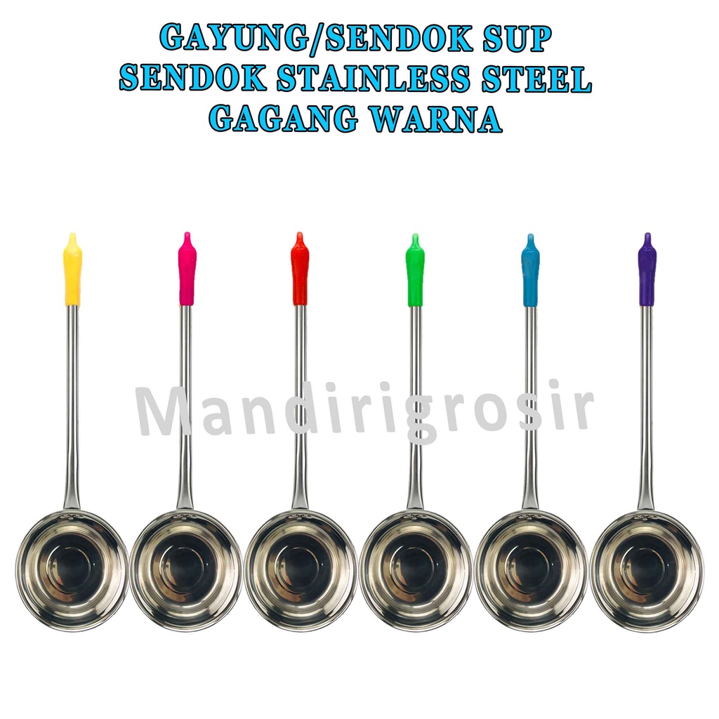 Sendok Stainless Steel* Gayung Sendok Sup* Gayung Pegangan Warna* Multifungsi