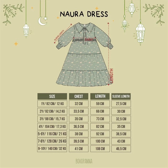 BOHOPANNA MURAH NAURA DRESS BABY GAMIS SET + HIJAB RAYA COLLECTION DRESS ANAK GAMIS BOHO MUSLIM