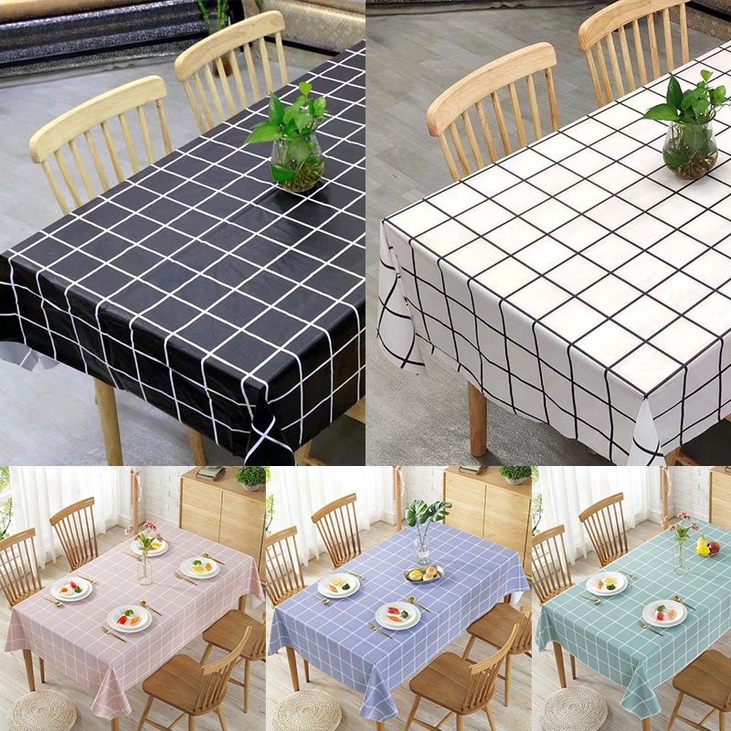 Taplak Meja Makan Motif Kotak Terbaru Ukuran 137x100cm Bahan PEVA Tebal Premium Anti Air Perlengkapan Dekorasi Rumah Tangga 120 x152 CM