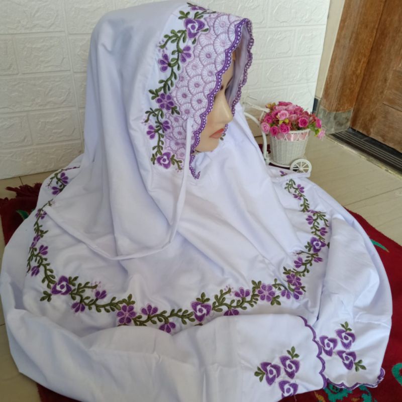 Mukena Dewasa Model Langsungan Bordir Kalung