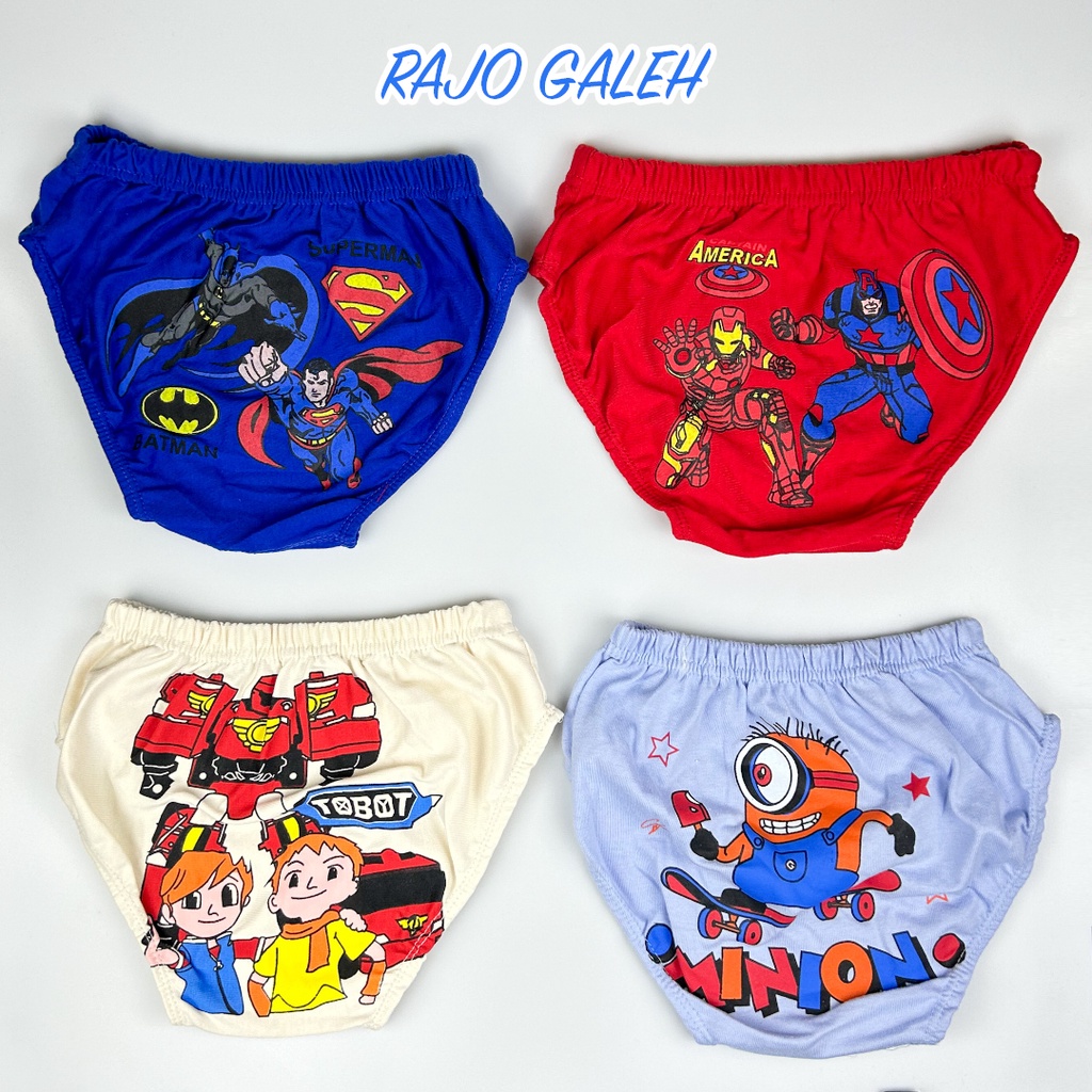 3 pcs Celana Dalam Anak Cowok Laki Laki / CD Anak Cowok Kartun KARAKTER / SIZE S M L XL