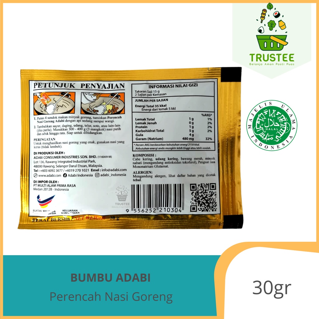 Adabi Bumbu Perencah Nasi Goreng / Fried Rice Paste Sachet Halal 30gr