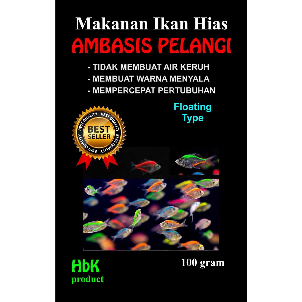 (HBK) PELET IKAN KACA/PAKAN IKAN HIAS KACA/ IKAN AMBASIS/IKAN PELANGI GLASSFISH (100 gr)