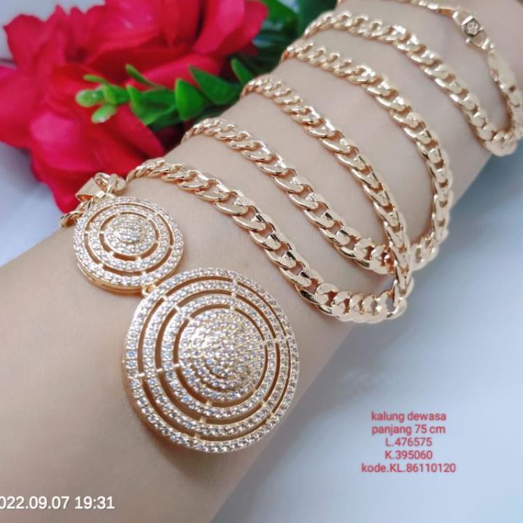 oflf -56 kalung Jumbo Hijab dewasa perhiasan aksesoris lapis emas Titanium Tembaga Xuping 582➟