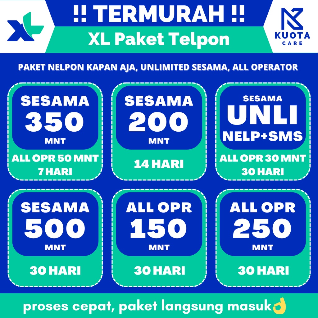 Inject XL Paket Nelpon / Kuota Telpon Semua Operator Unlimited Promo Murah
