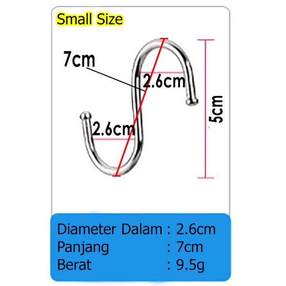 S Hook Stainless Gantungan Serbaguna Cantolan Hanger Pengait Dapur - ADA 3 SIZE