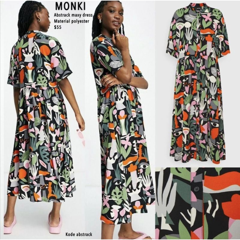 Monki Abstract Maxi Dress