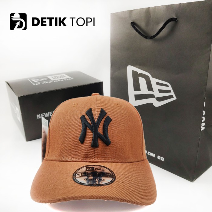 hat / topi ny baseball cap new york yankees mlb brown black bordir import