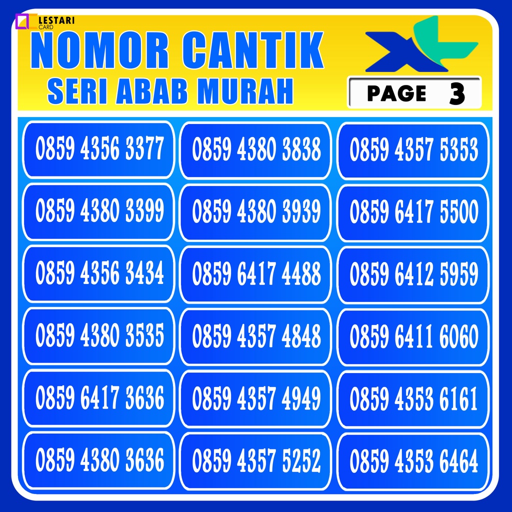 Kartu Perdana Nomor Cantik XL Rapih Murah