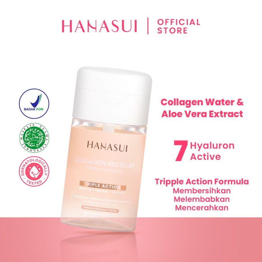 Hanasui Collagen Micellar cleansing water pembersih wajah glowing cera