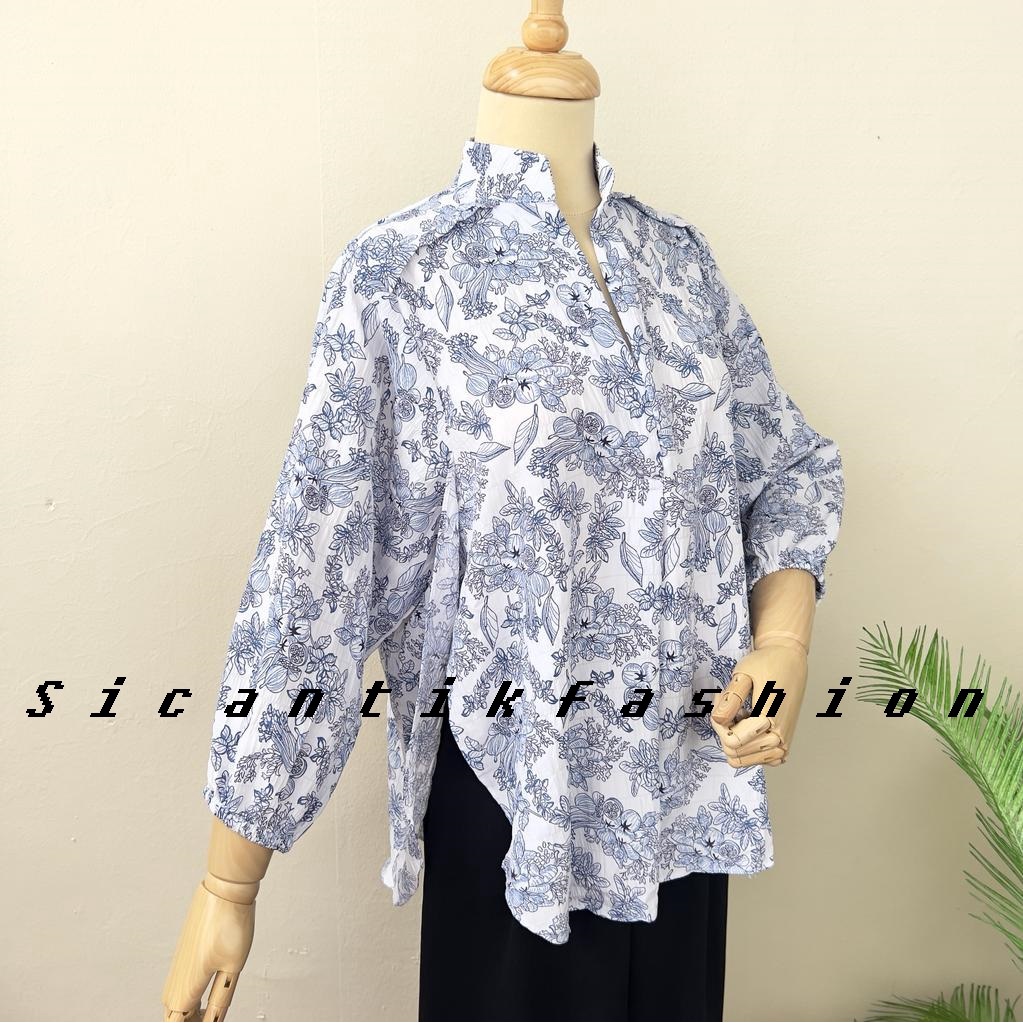 Kemeja Blouse wanita Cotton Crinkle / Kemeja Style Korea Bahan Adem