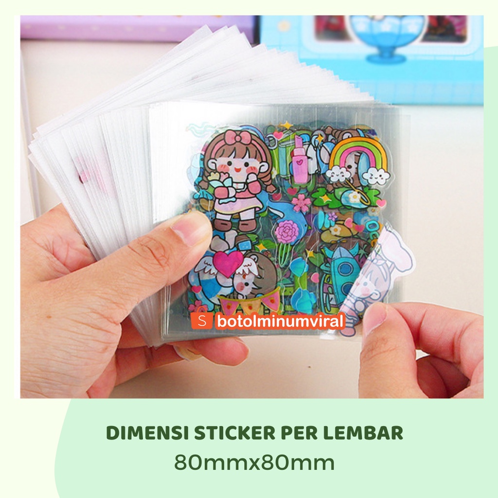 Sticker Momo Happy 100 Pcs Box 2D Viral Tahan Air Aesthetic Waterproof Sticker