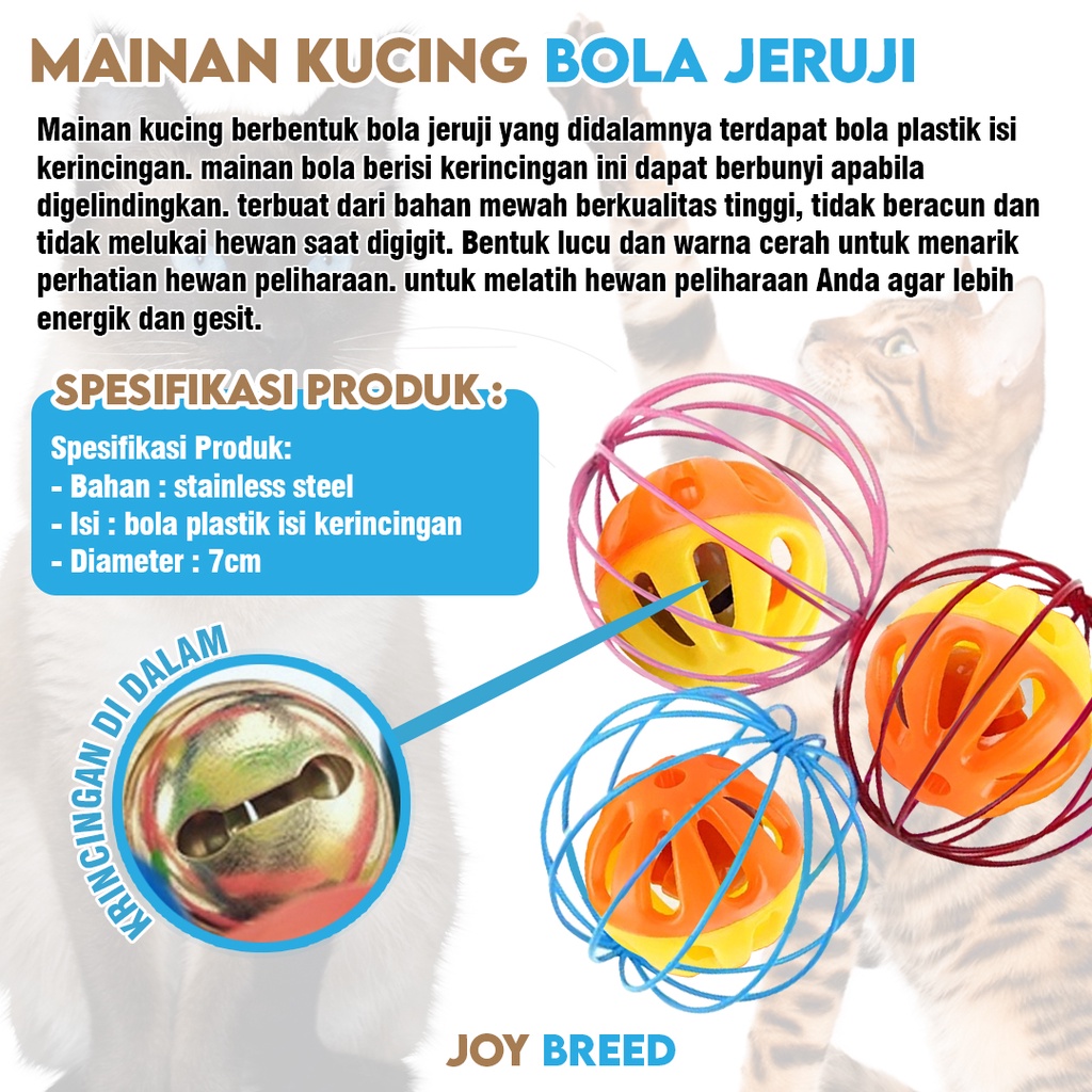 MAINAN KUCING BOLA JERUJI ISI BOLA KERINCINGAN DAPAT BERBUNYI | JOY BREED