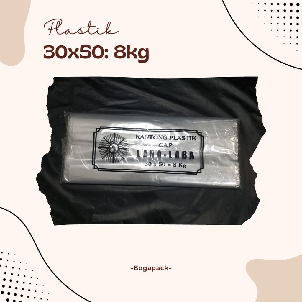 Plastik Bening Laba-laba 30x50 / Plastik Bening 8kg / Plastik Laba-laba / Plastik HT / Plastik Kemas