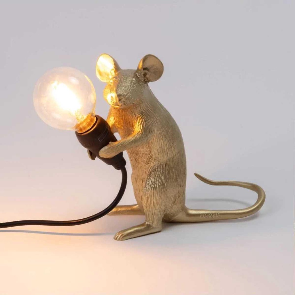 Lampu Meja Belajar LED Model Mouse Nordic E12 4W Warm White - RJ01 - Golden