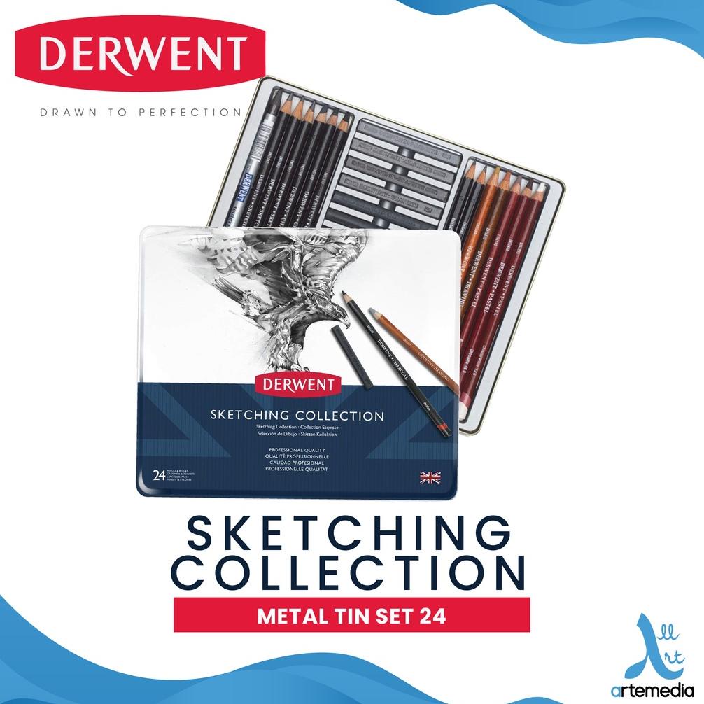 

Pensil Gambar Derwent Sketching Collection Pencil 24 Metal Tin Drawing