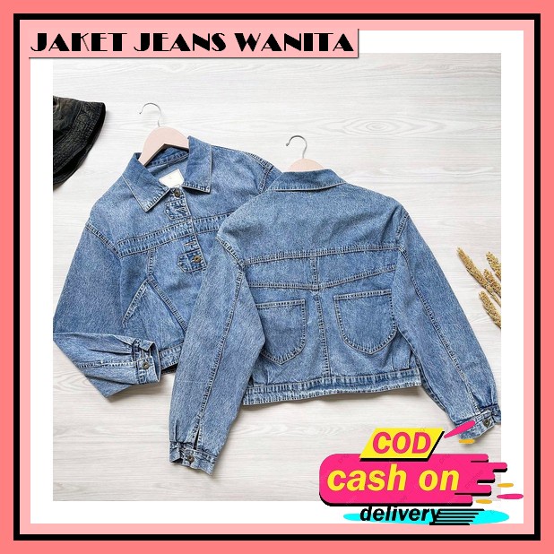Jaket Rompi Wanita Denim Jeans Levi Wanita Jumbo Besar Mutiara Fashion Korea Style Terbaru Kekinian 