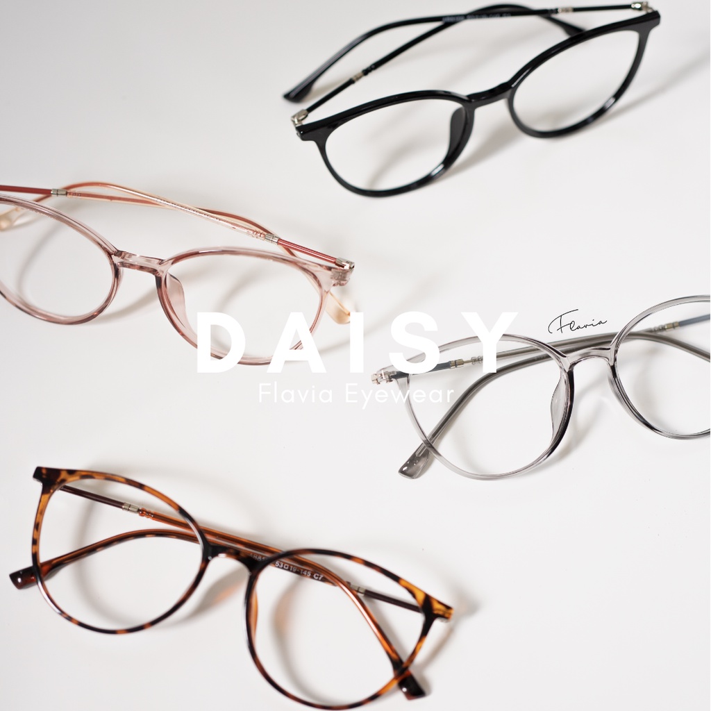 Flavia Eyewear - Kacamata Daisy Round Plastic (custom minus, photochromic, blueray, bluechromic dan photobrown)