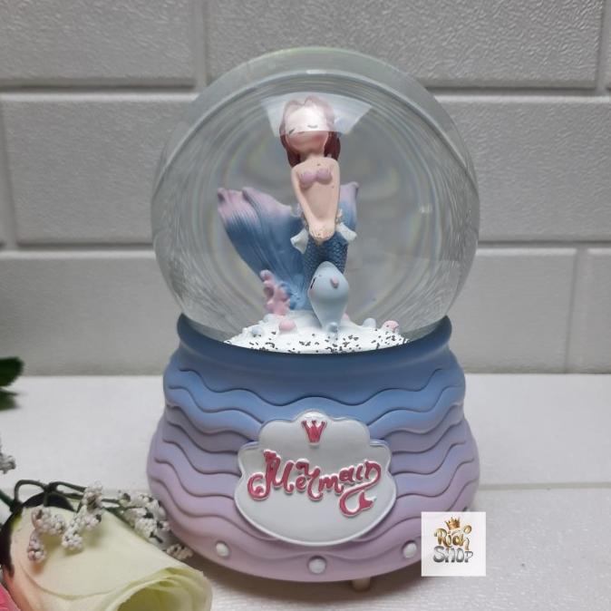 Kotak Musik Bola Salju + Lampu Mermaid / Snowball Musik Lampu