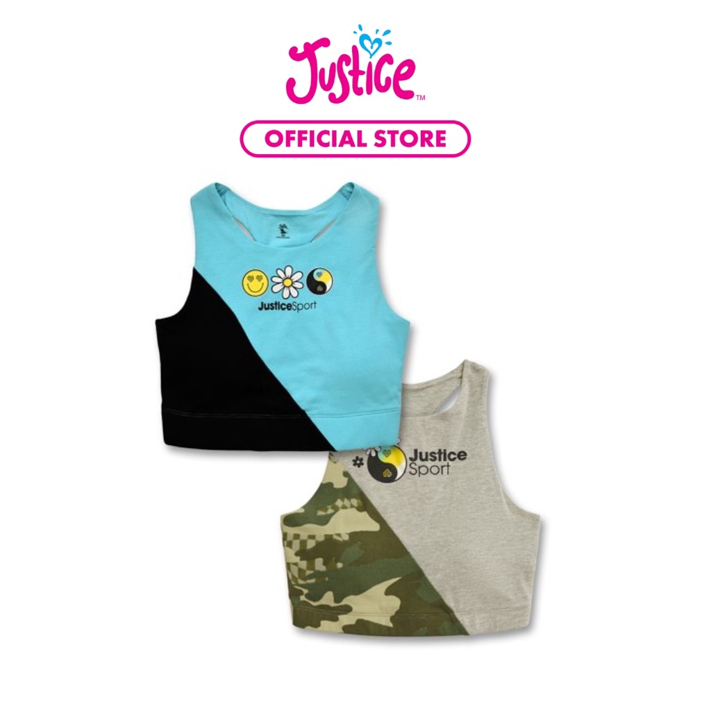 Justice Girls Colorblock Seamless Bra, 2 Pack - Miniset Anak Perempuan