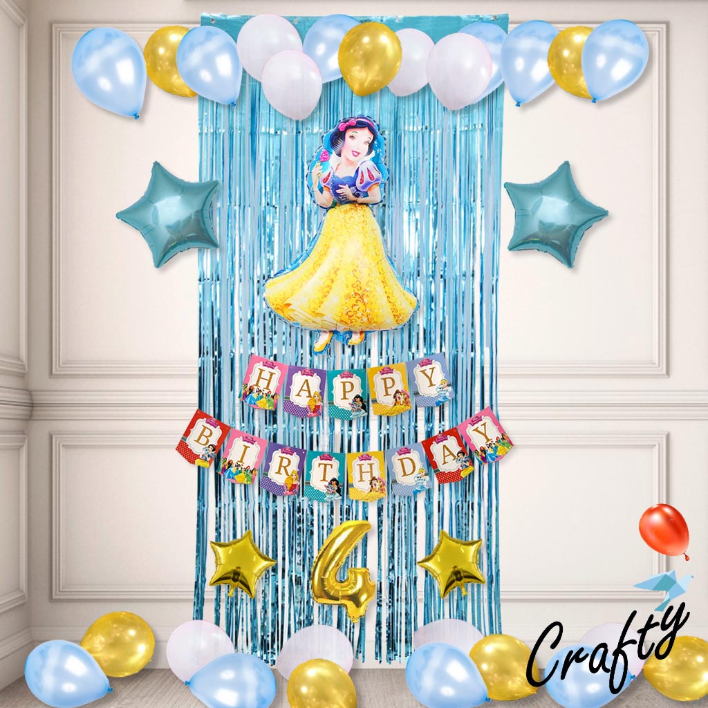 [PAKET] BIRTHDAY Set BANNER PRINCESS CURTAIN Dekorasi Pesta Ulang Tahun Anak