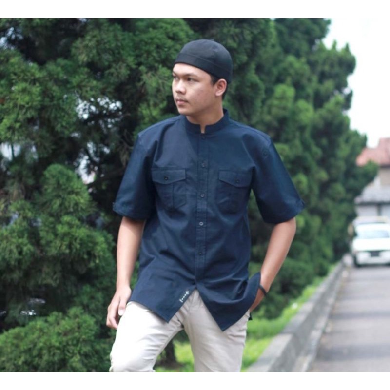Tien fashion bandung-Baju koko pria atasan muslim lengan panjang realpict produk ori