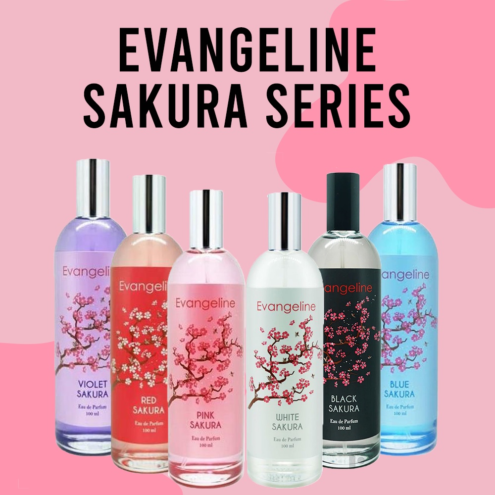 Parfum Evangeline Sakura Eau De Parfume 100ml RED - BLACK - WHITE - PINK - VIOLET - BLUE EDP minyak 