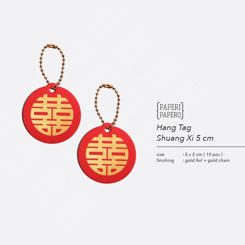 

Hang Tag Shuang Xi (5 cm) - Gold Chain (Rantai Emas)