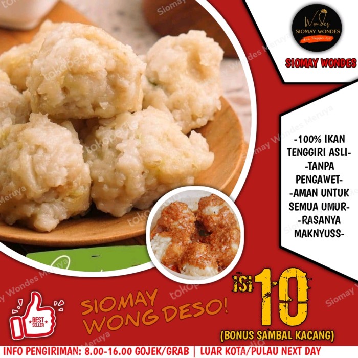 

Siomay Wondes MATANG Siomay Ikan Tenggiri Asli isi 10 + Sambal kacang