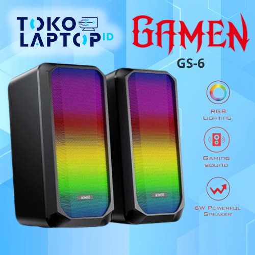 Gamen GS6 / GS-6 Gaming Speaker With RGB Rhythm Lights Excellent Bass