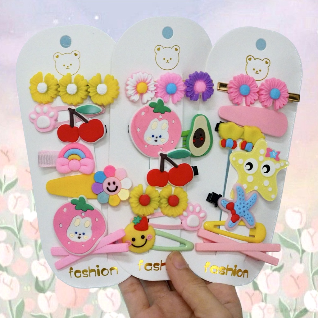 SET ISI 7PCS Jepit Rambut Anak Motif Karakter Kartun Campur  Lucu Jepitan Hair Pin Gaya Korea Kids