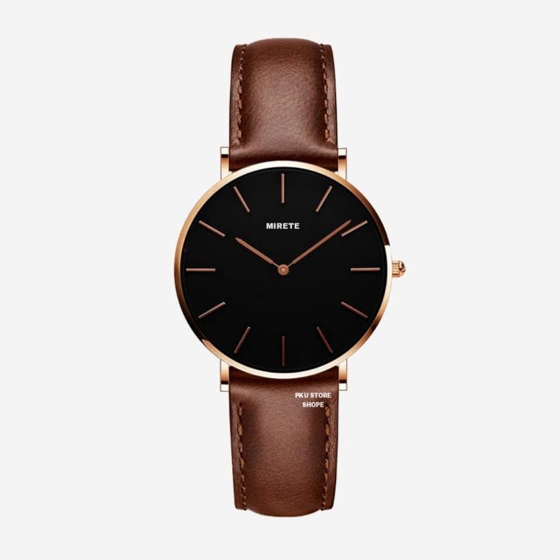 Jma Tangan Wanita Mirete Original Tahan Air Strap Kulit Free Box | Jam Tangan Kasual Quartz Analog Wanita Mewah Elegan Sporty Dijamin Sesuai Foto Realpict