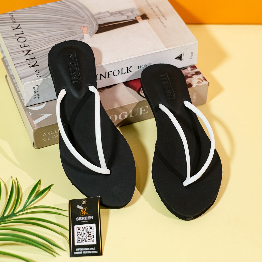 Sereen - Sandal Jepit Hitam Wanita Desain Minimalis - Simpel Dan Stylish