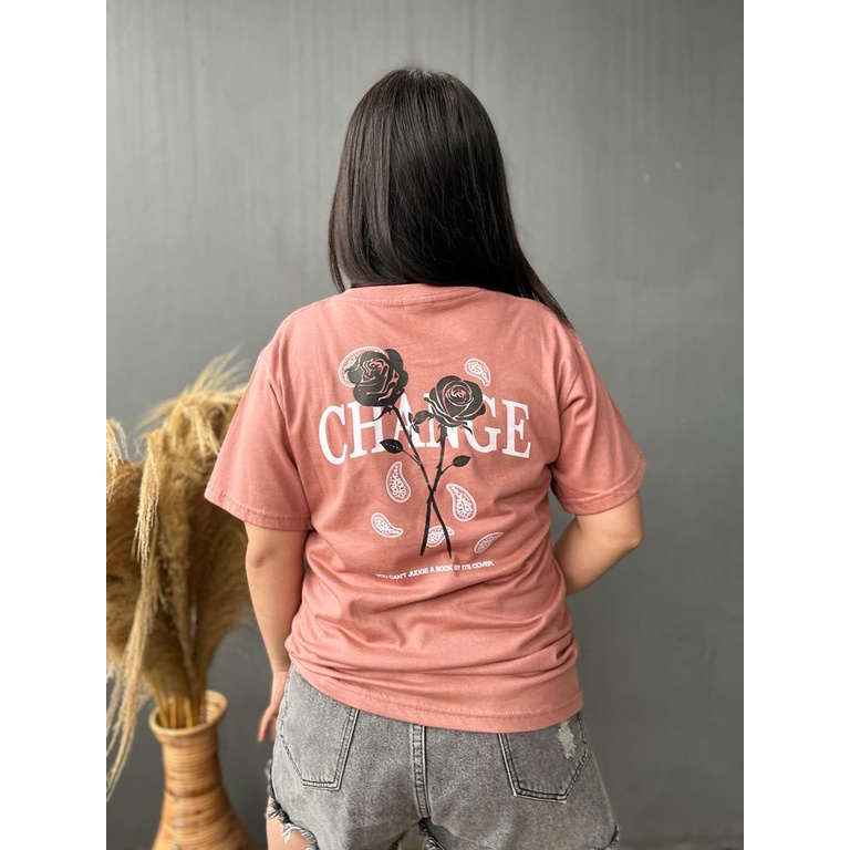 KAOS CHANGE | BAJU TUMBLR TEE SHIRT OVERSIZE DUSTY ROSE BLUE HITAM BEIGE | TUMBLR TEE | KOREA STYLE