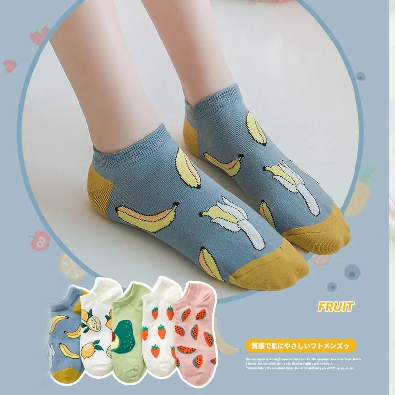 Kaos Kaki Dewasa Motif Buah Set Isi 5 Pasang Socks