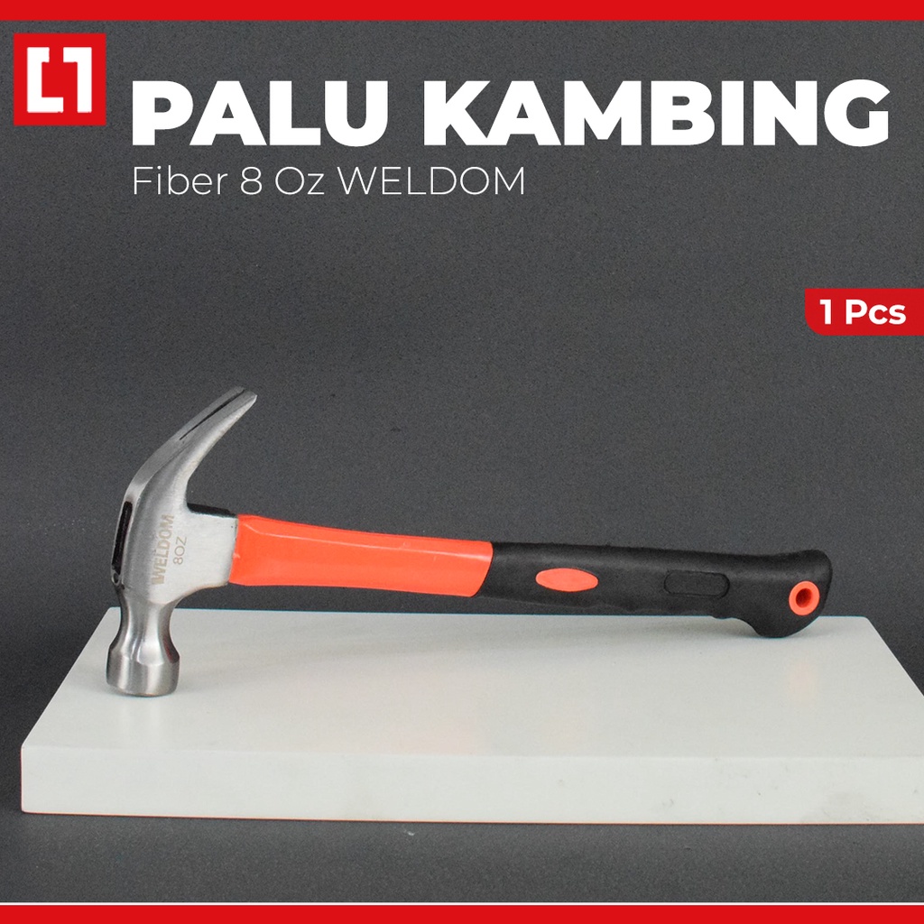 Palu Kambing Claw Hammer Gagang Fiber 08 OZ - Weldom