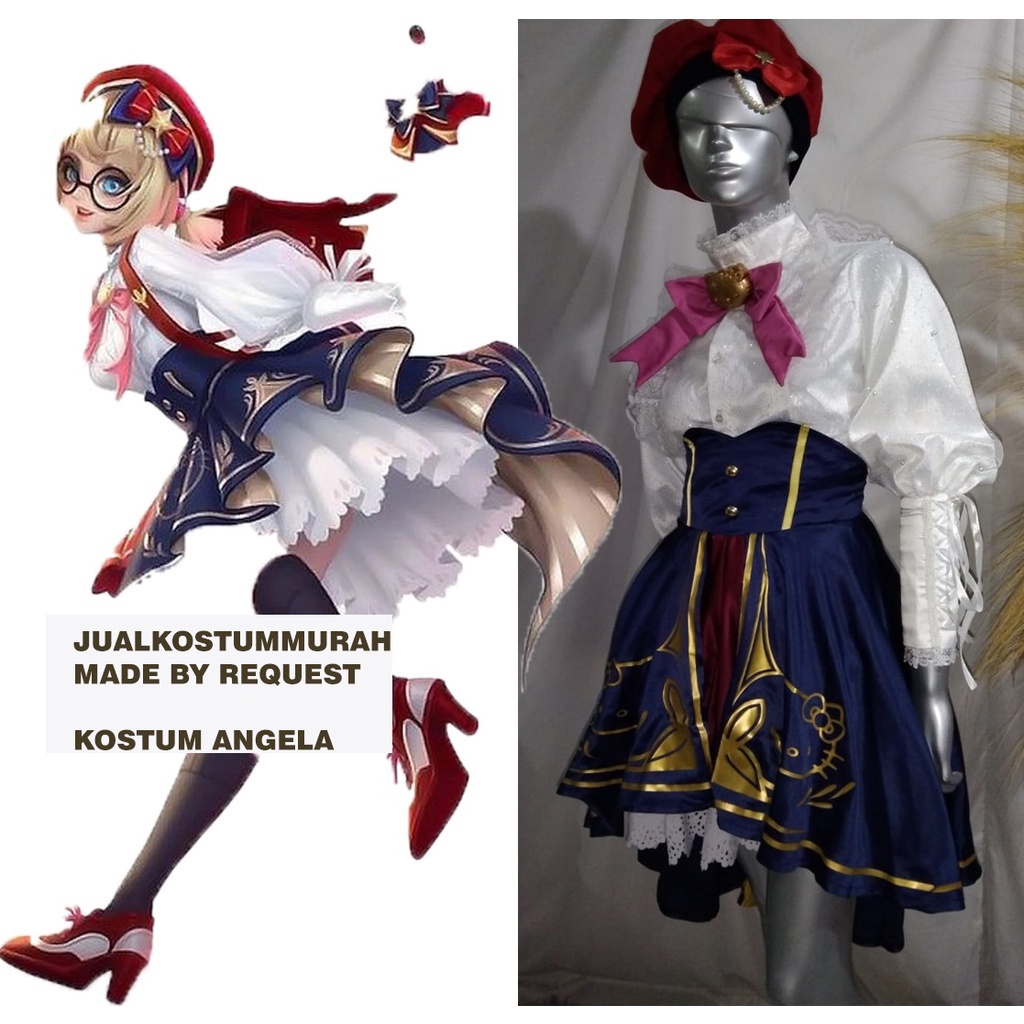 Kostum Cosplay angela mobile legend hello kitty