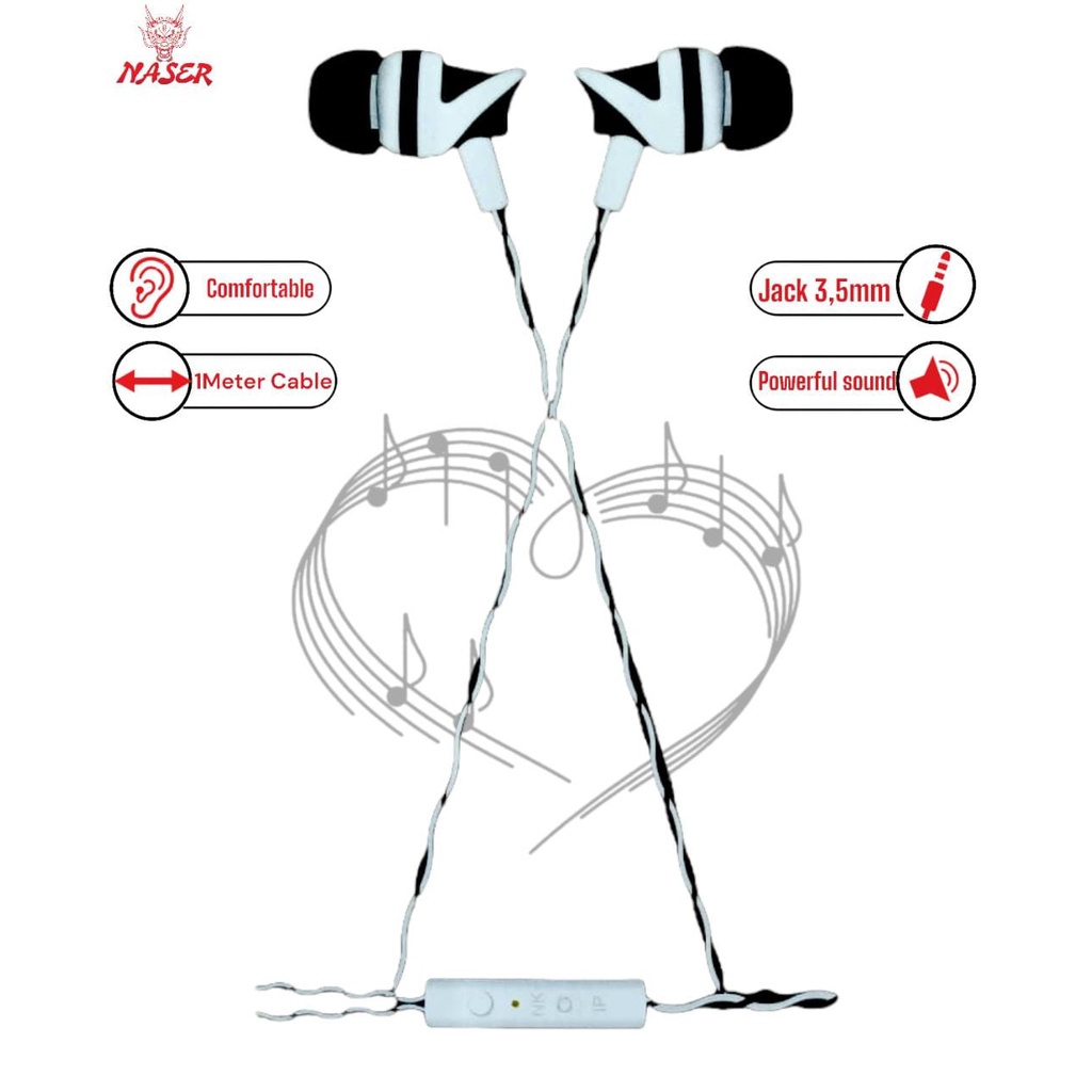 Handsfree NASER Boom Bass/Headset Boom Bass/Earphone Boom Bass-High Quality/PRODUK ORIGINAL