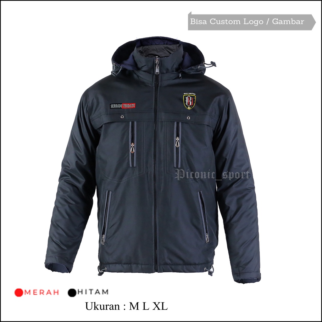 Jaket Gunung Pria Everest Waterproof - Mantel Pria Kupluk Hoodie Logo Liga Bali