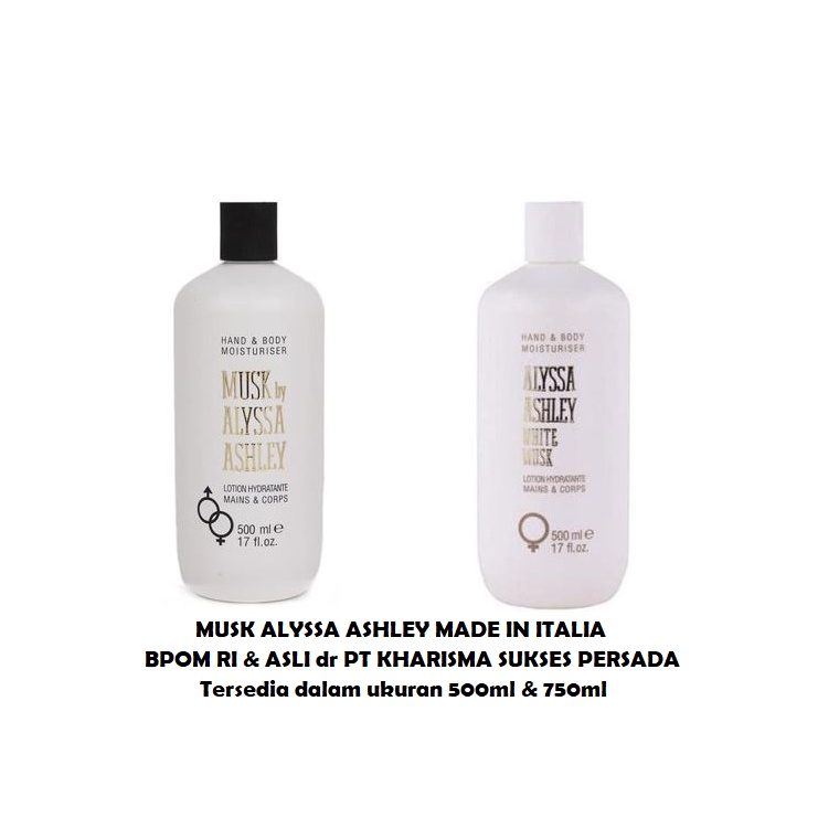 Musk Alyssa Ashley White Musk Hand and body lotion 500ml / 750ml / whitening BPOM Import PT KHARISMA SUKSES PERSADA