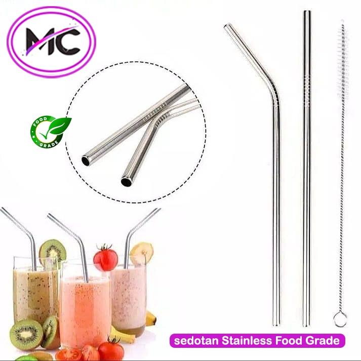 Sedotan Stainless Stell Murah Sedotan Lurus Bengkok Sikat Sedotan BPA Free Anti Karat Aman Reusable Higienis