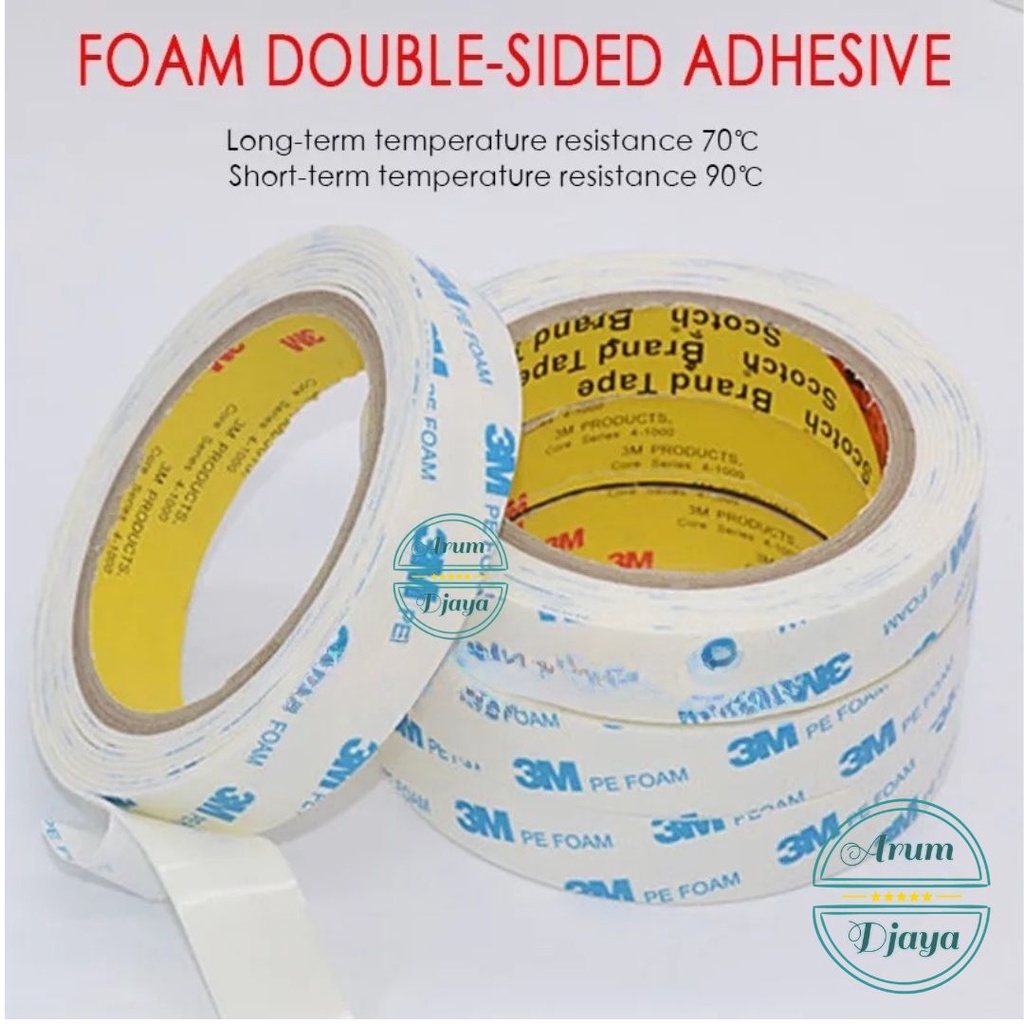 Double Tape 3M Original PE Foam Isolasi Bolak Balik 2cm x 4.5 Meter Original