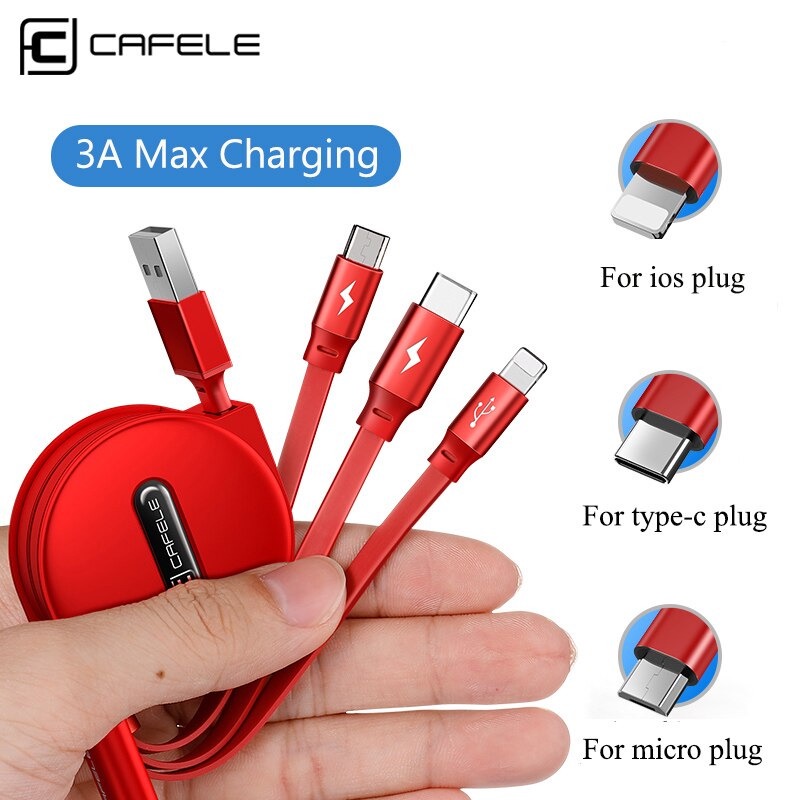 CAFELE Kabel Charger USB 3in1 Micro Type-C Fast Charging Murah Meriah HQ