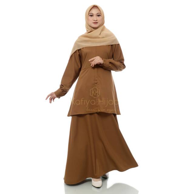 SETELAN SERAGAM PEMDA TOYOBO KHAKI TUA { TUNIK & ROK } S-M-L-XL- XXL-XXXL JUMBOTERBARU SETLAN PNS/PE