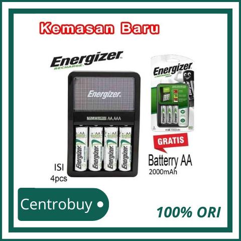 Opung Baterai Charger Aa / Aaa + 4 Baterai Aa 2000 Mah Energizer Maxi
