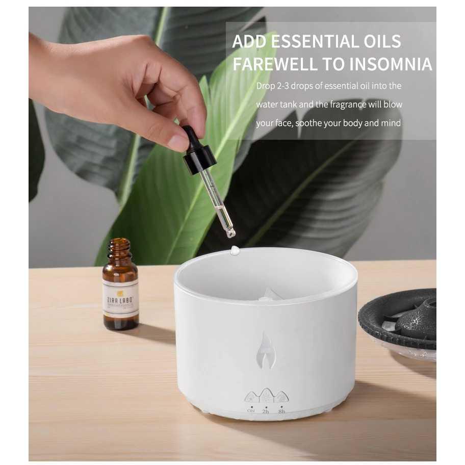 Air Humidifier Diffuser Volcano Flame Essential Oil 10W 360ML - J-V19 - White